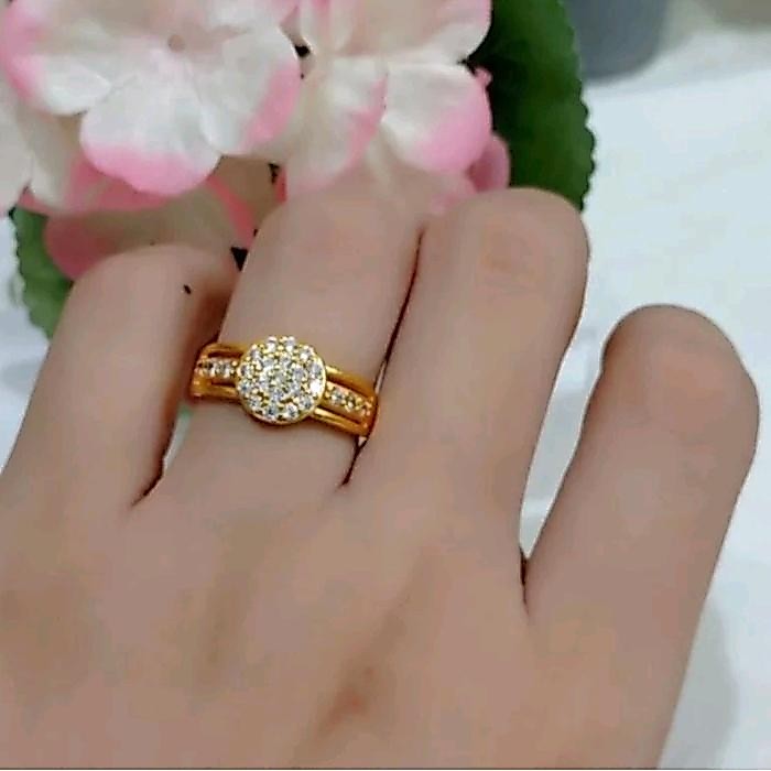 Cincin Perhiasan Emas Asli 2gram kadar 875 model matahari ada surat
