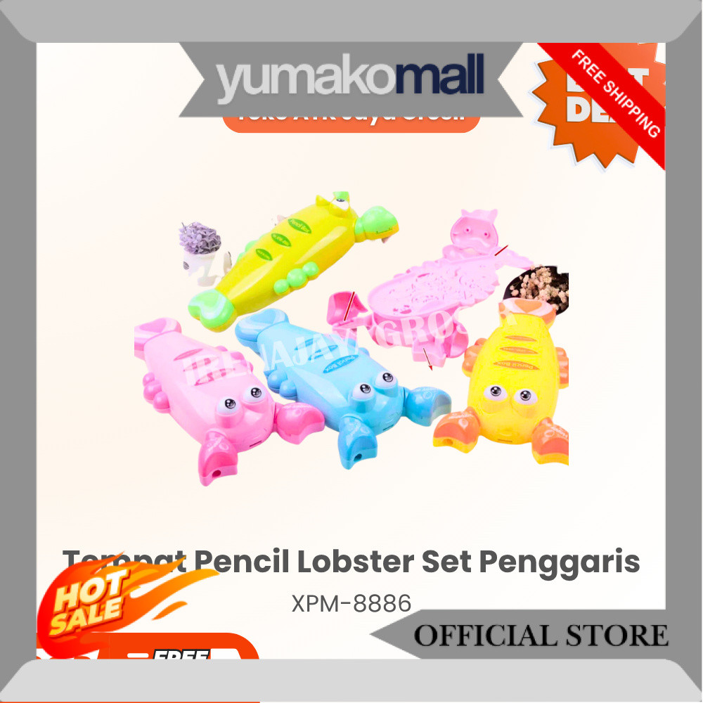 XPM Pencil Case Bentuk Lobster XPM-8886 Tempat Pensil Set Penggaris Penghapus Pensil IJG