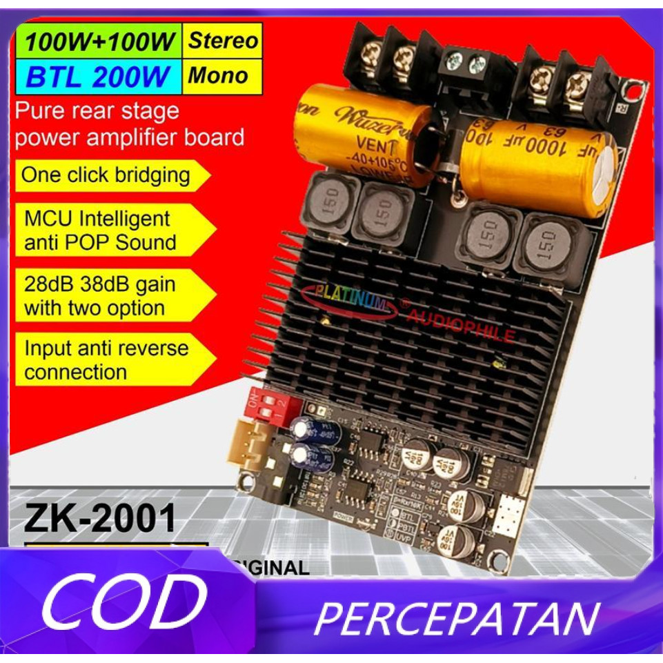 ZK-2001 TPA3221 Amplifier Class D Stereo BTL Bridge Hifi HD Sound High Power 200W