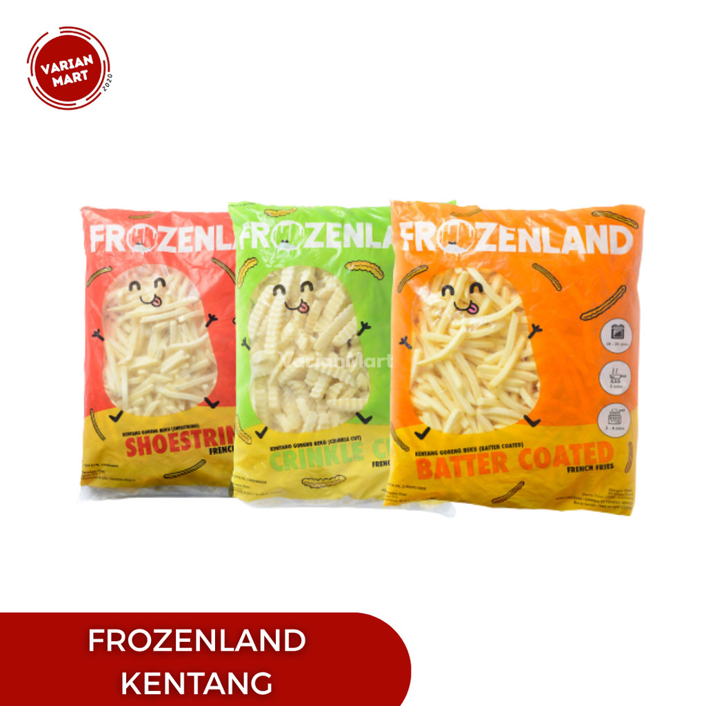Frozenland Kentang  Shoestring / Crinkle / Batter Coatted | Kentang Frozen 500gr | Kentang Goreng | 
