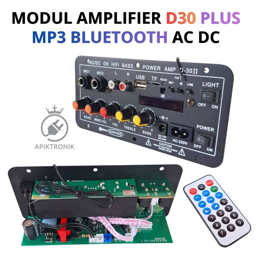 Modul Amplifier D30 Plus Mono MP3 Bluetooth AC DC Untuk Speaker Aktif