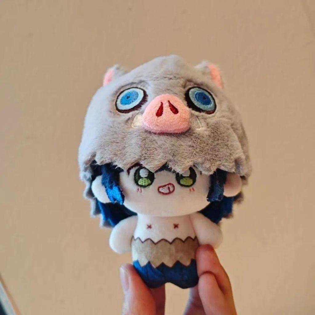 10cm Demon Slayer Hashibira Inosuke Plush Doll with Hat Cute Inosuke Hashibira Stuffed Doll Toys Gif
