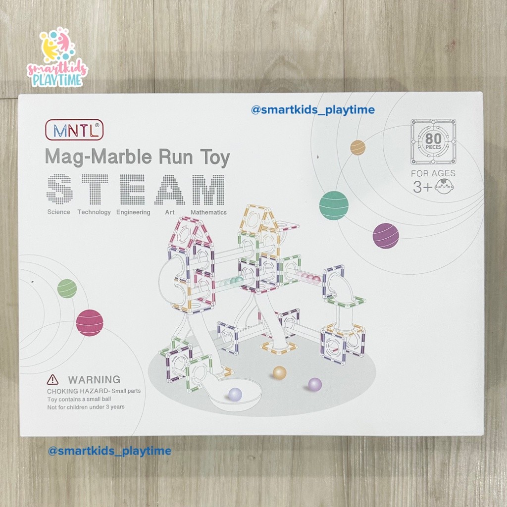 MNTL Mangnetic Marble Run 80 Pcs (Transparant Tubes) Mainan Edukasi Anak
