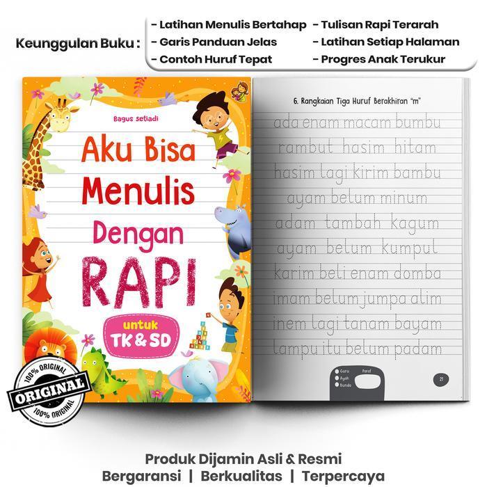 Buku Belajar Menulis - Aku Bisa Menulis Dengan Rapi Untuk TK & SD - Bisa Menulis Rapi