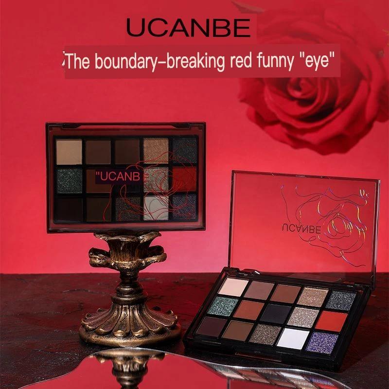 Ucanbe 15-color Eyeshadow Palette Advanced Makeup Play Red Halloween Makeup Multi-color Pearlescent 