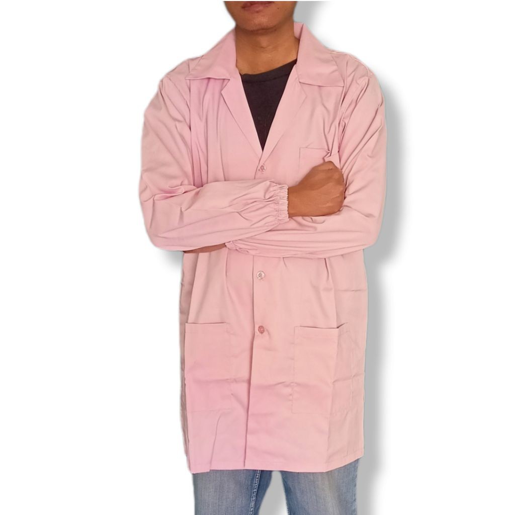JAS LABORATORIUM / LAB LENGAN PANJANG PRIA NITA BISA CUSTOM RESLETING SMA SEKOLAH RNA PINK SOFT LINC