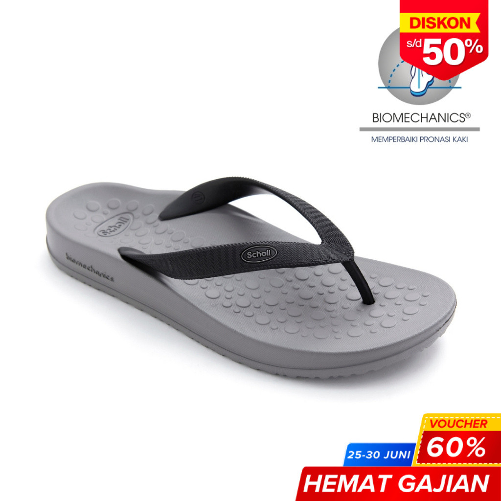 Scholl Biom Spectrum Black Smoke Sandal Wanita Size 36-44 Unisex Sandals Karet