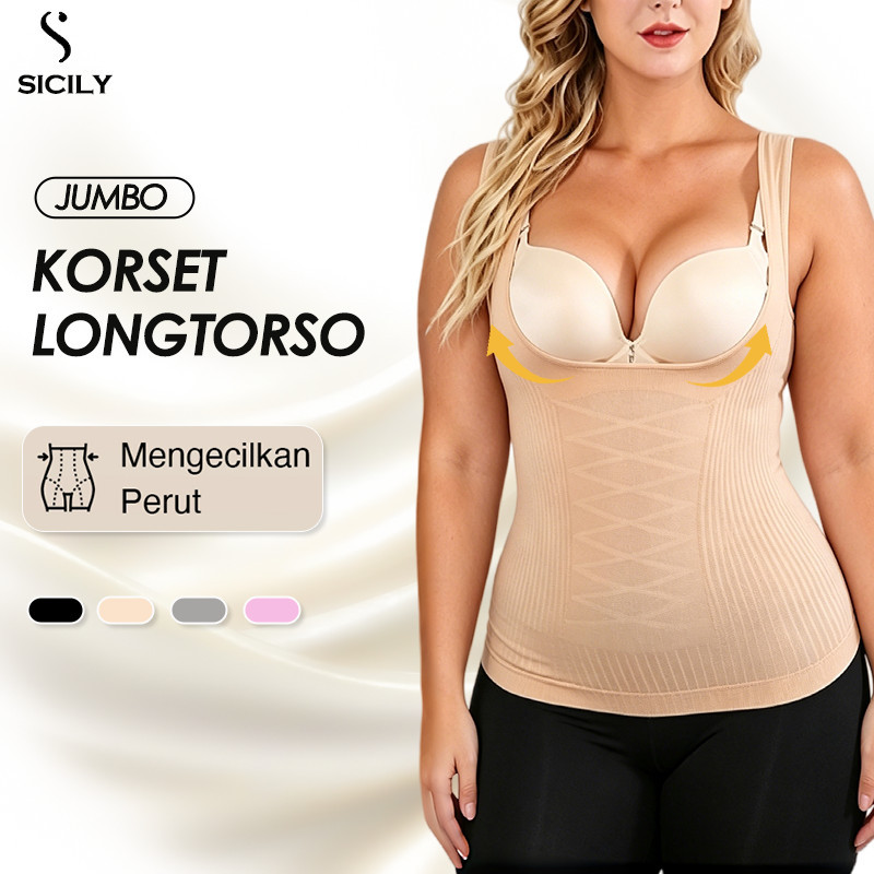 Jumbo Korset Longtorso Seamless Tanktop Bra Dalaman Kebaya Korset Pelangsing Perut Korset Breast Lif