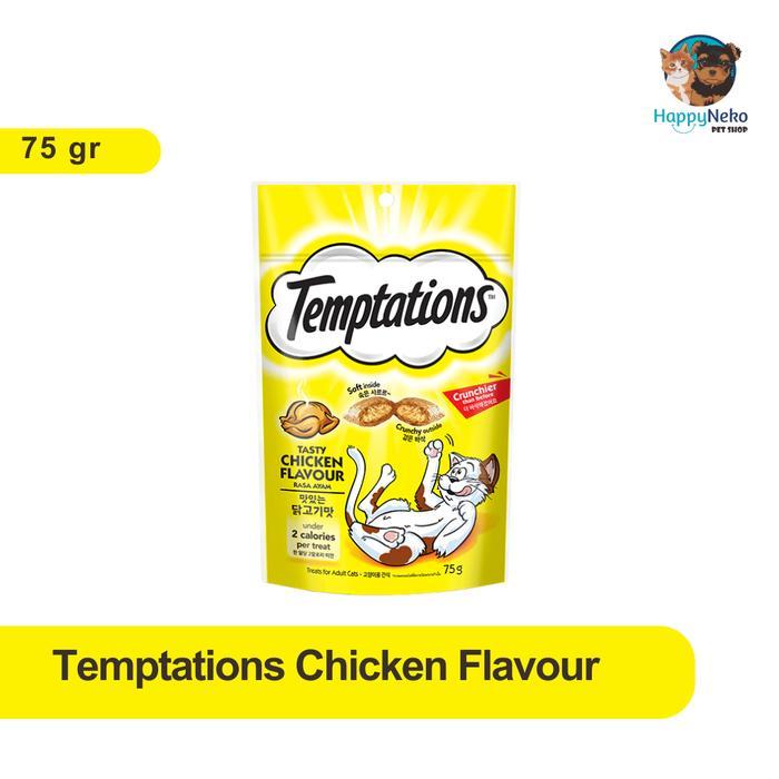 WHISKAS TEMPTATIONS SNACK KUCING 75 GR CEMILAN KUCING PREMIUM - Chicken