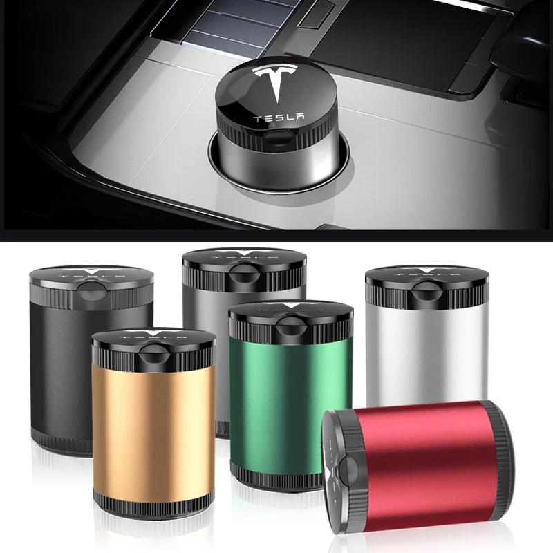 1pcs Car Interior Ashtray LED Blue Light Storage Box for Tesla Model 3 Model S Model X Y Mod WYE K80
