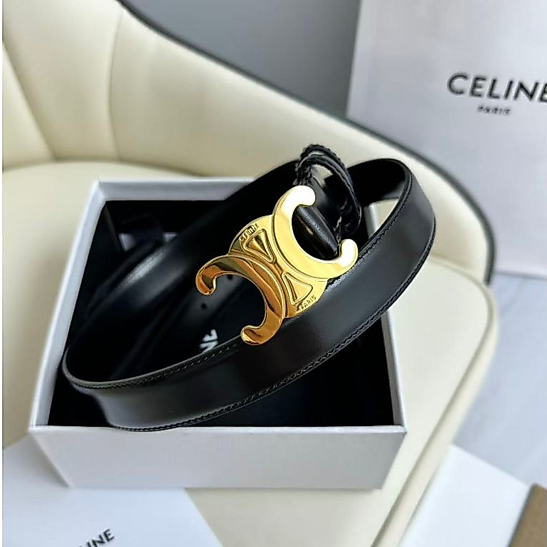 Celine women's clothing new style width: 2.5cm boutique Arc de Triomphe copper buckle belt