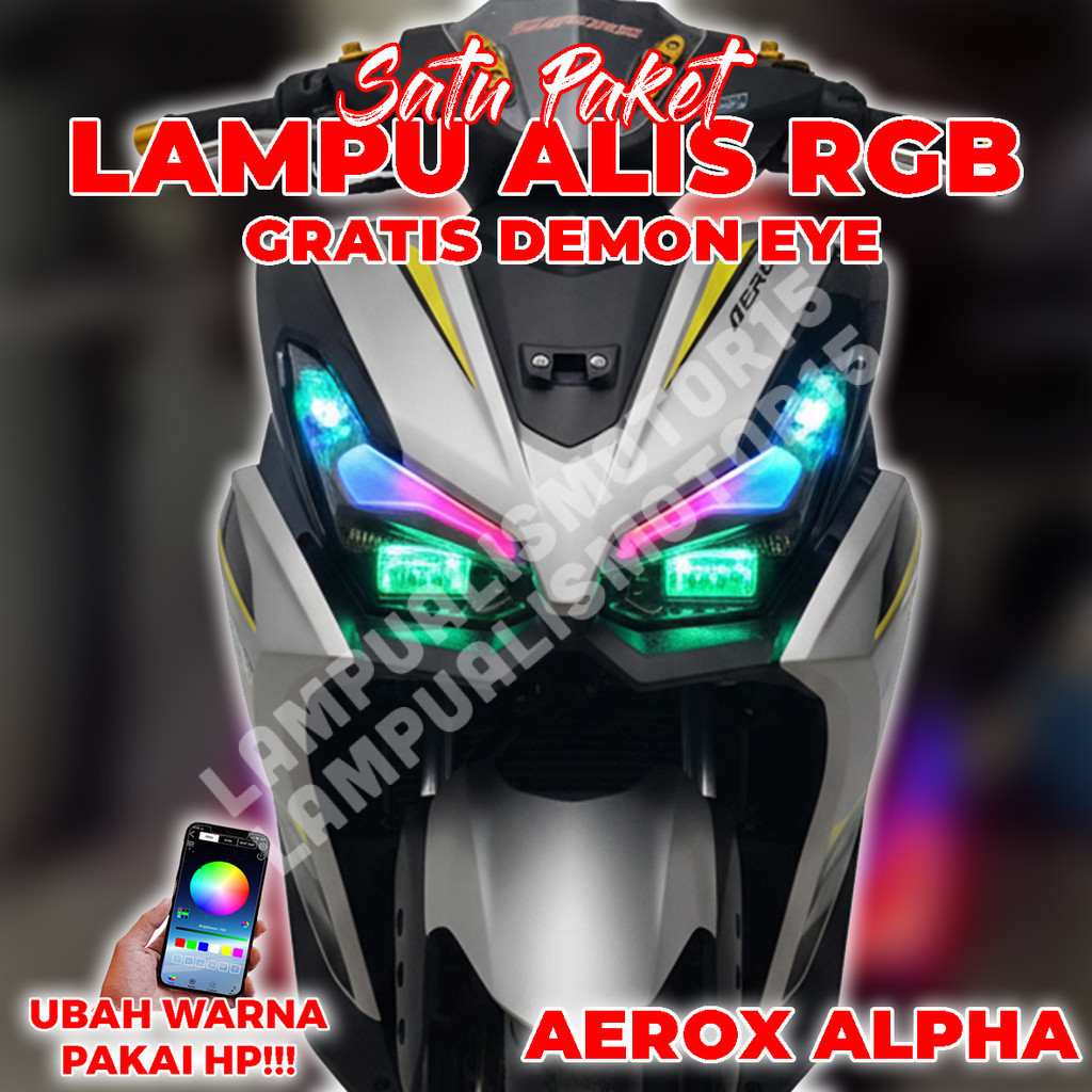 Gratis Devil Eye Lampu Alis Running Rgb Motor Aerox Alpha