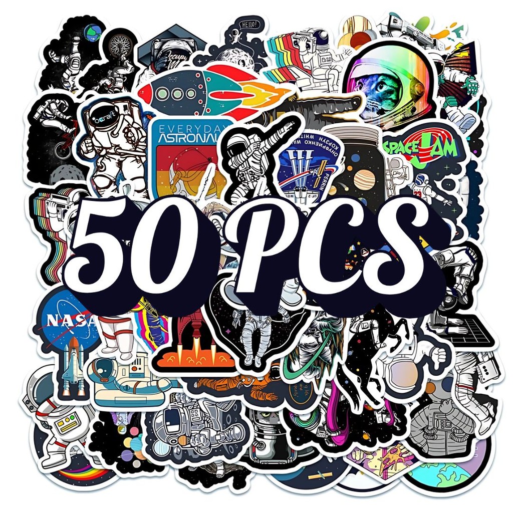 

Stiker NASA Kartun Astronaut Space – Hot Style, Waterproof Anti Air, Untuk Motor Helm Laptop HP Botol Minum Koper Buku Journal