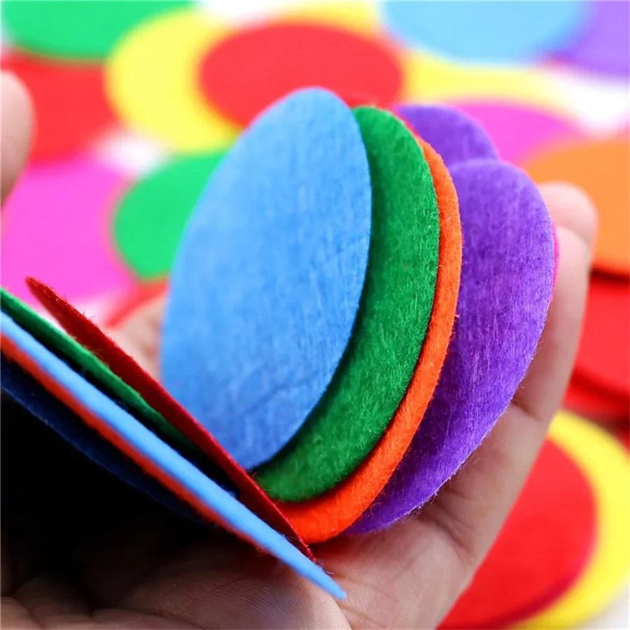 

100Pcs Diam 6cm/2.36inch Round Dots Felt Cutted Appliques Patches DIY Flowers Scrapbook Decorations Handmade Craft Accessories