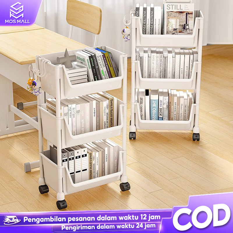 New Rak Susun/Rak Buku/Rak Portable Plastik Buku/Rak Susun Roda/Rak Buku Beroda/Rak Toy Storage/Rak 