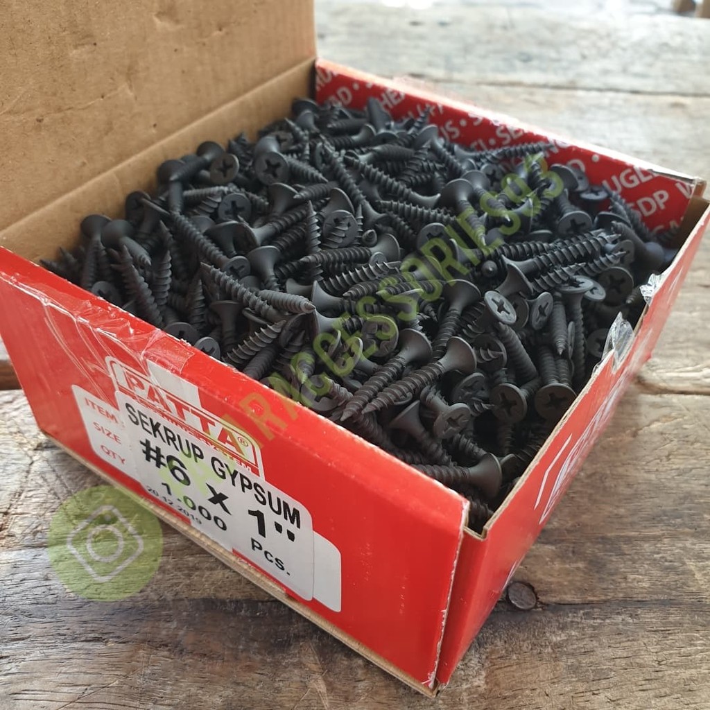 Tapping Sekrup Kepala Rata Gipsum/Kalsiboard hitam 6x1" STEEL/Surabaya