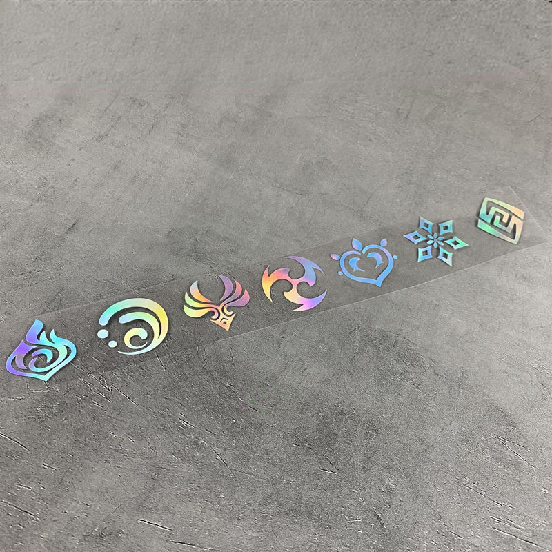 

Genshin Impact 7 Element Laser Stickers DIY Decals Sticker For Computer Luggage Skateboard Motorcycle Toys
