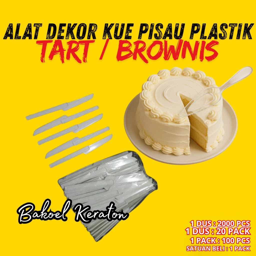 ( 1 PACK ) PISAU PLASTIK TART KUE BROWNIES LUXOR BENING PUTIH TRANSPARAN