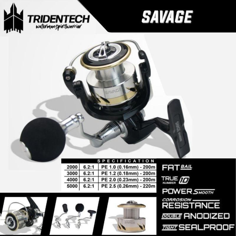 Reel Tridentech Savage Power Handle Anti Korosi