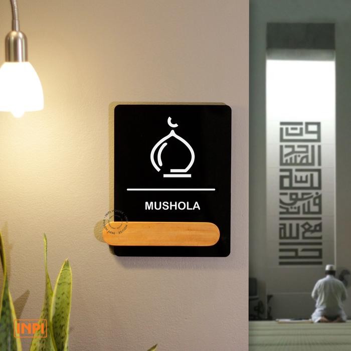 

Sign Mushola Kayu + Akrilik Sticker Hitam Putih - INPI HOUSE - Hitam