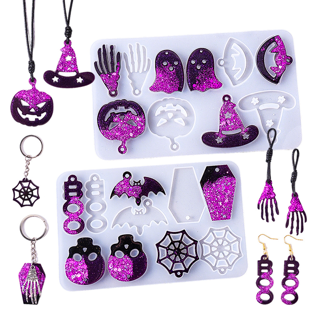 

DIY Halloween Earrings Pendants Epoxy Resin Molds Skull Pumpkin Ghost Earring for Silicone Mold Craft Jewelry Making Accessories