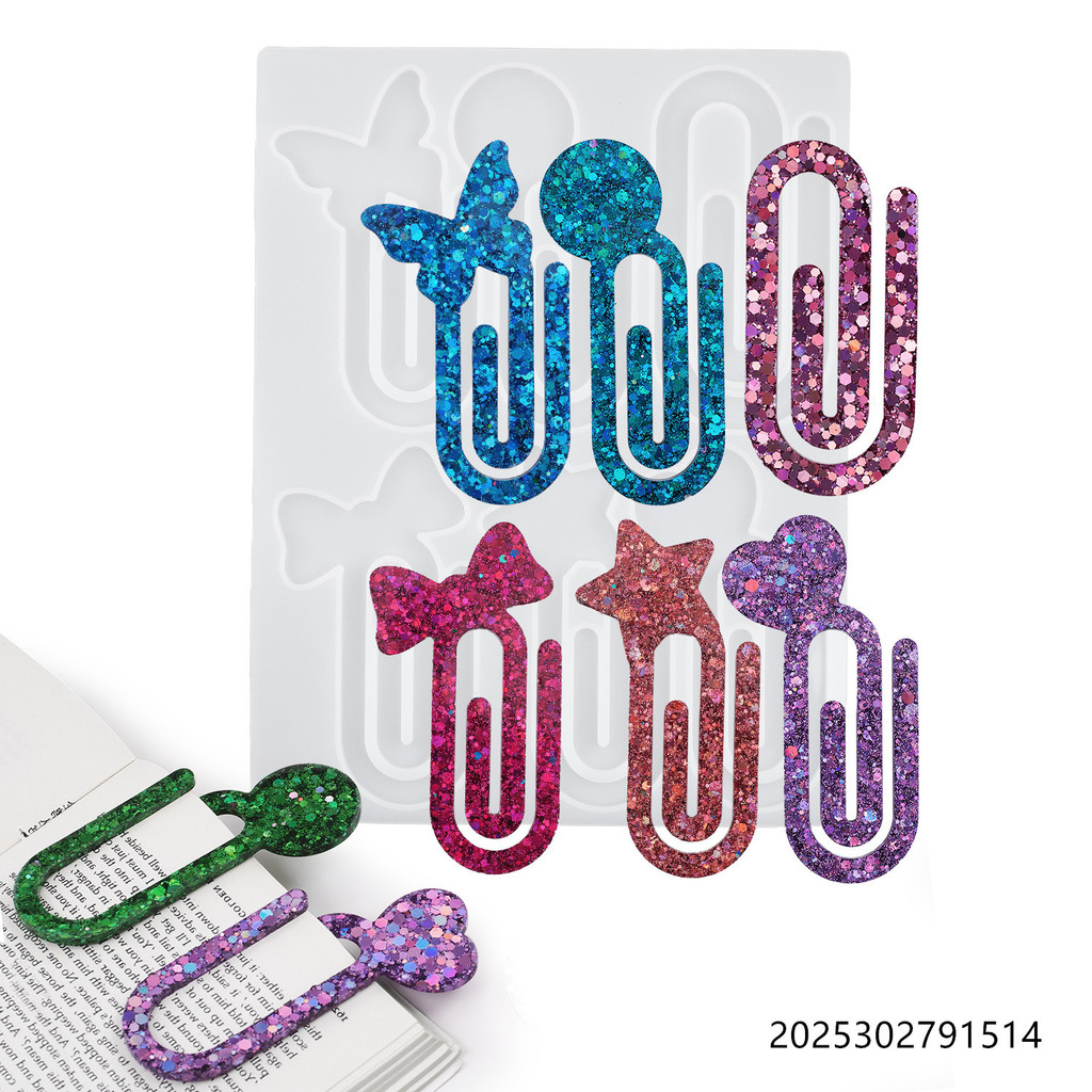 

DIY Crystal Epoxy Resin Silicone Molds Bookmark & Paperclip Holder Mirror Glossy Stationery Craft Supplies for Office Home Decor