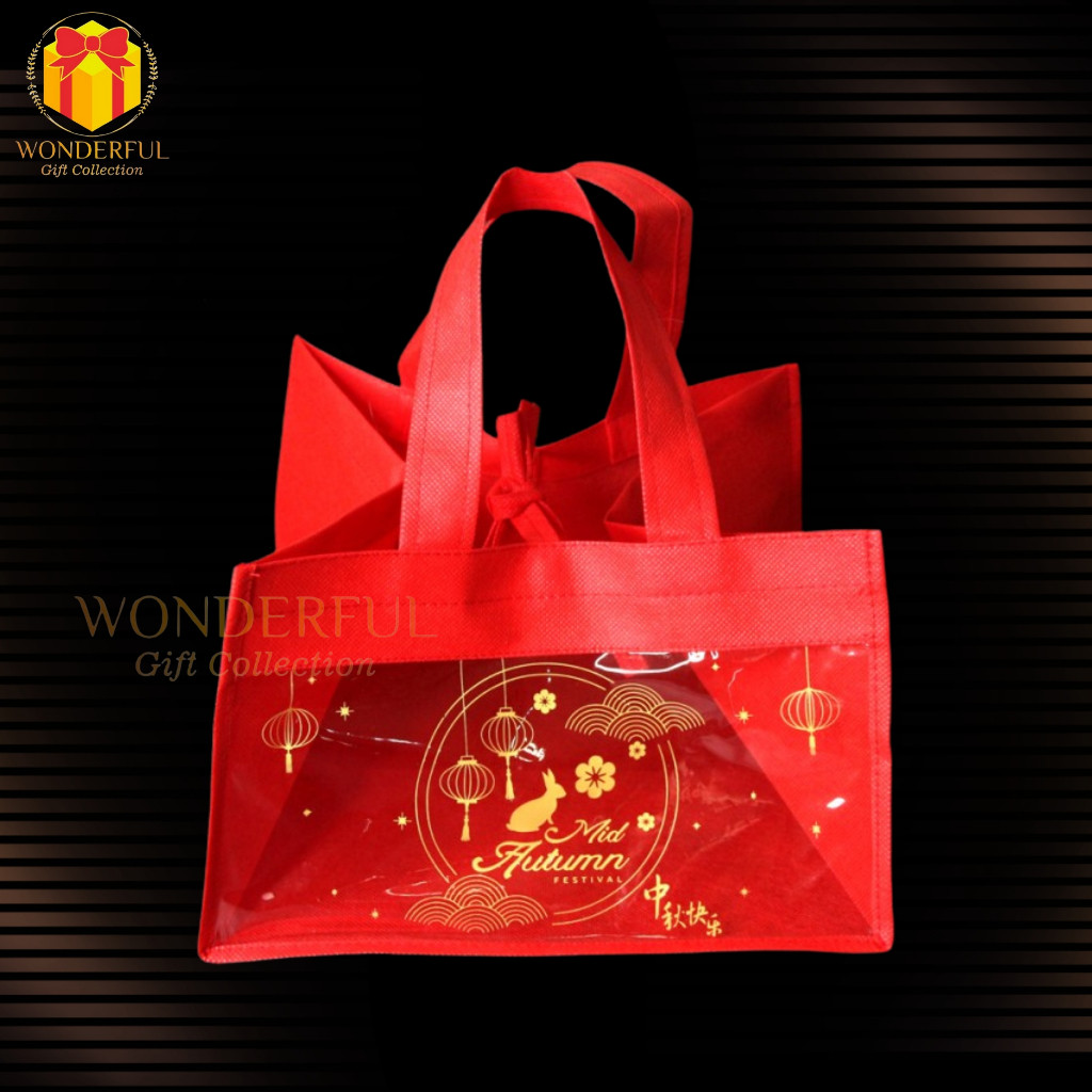 

[6pc] Goodiebag Mooncake / Tas Spunbound Kue Bulan Transparan 25x25x15 MCT 09