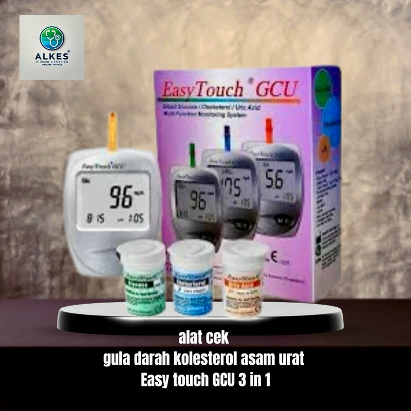 Easy Touch GCU 3 in 1 | Alat Cek Gula Darah Kolesterol Asam Urat  Alat Tes Digital Akurat & Original