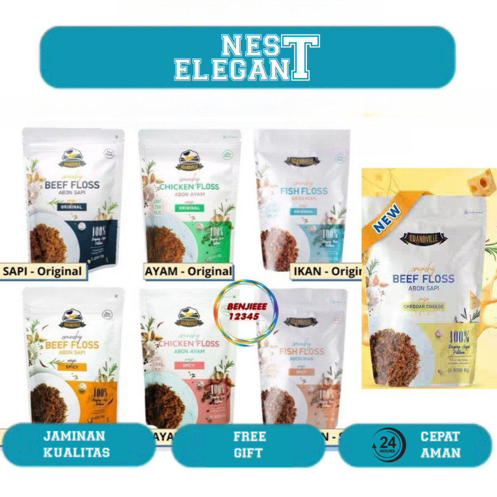 

Original Grandville Abon Sapi Ayam ikan fish floss original spicy 100g MPASI Bayi crunchy Beef Chicken Abon Grand Ville anak anak dewasa cheddar cheese