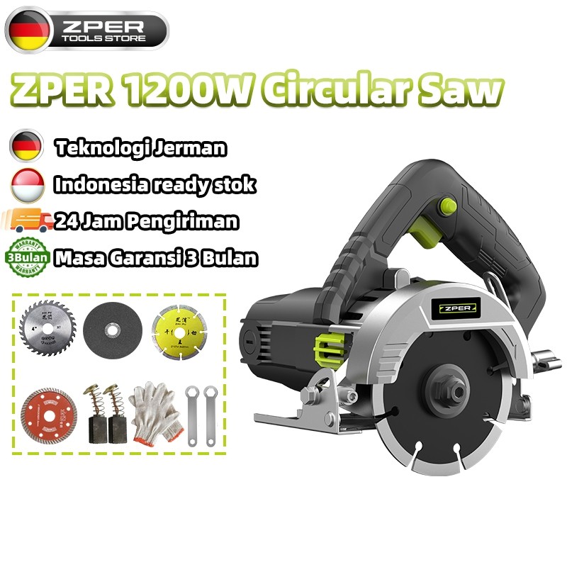 ZPER 1200W Circular Saw Modern Mesin Potong Kayu Dudukan Gerinda Tangan Gergaji Mesin Pemotong Kayu