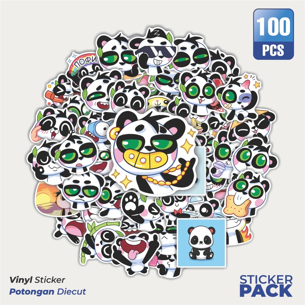 

Super Hemat! 100 PCS Stiker Hewan Baby Panda Kawai Waterproof Aesthetic- Untuk Laptop, Motor, dan Helm - Paper Stationery Pack