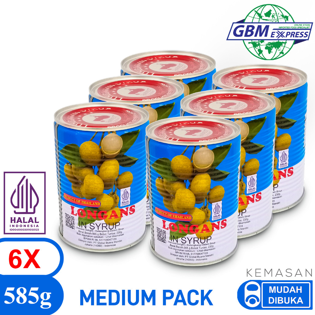 

Harvest Delight Medium Pack Canned Longan in Syrup 565g - 6Pcs