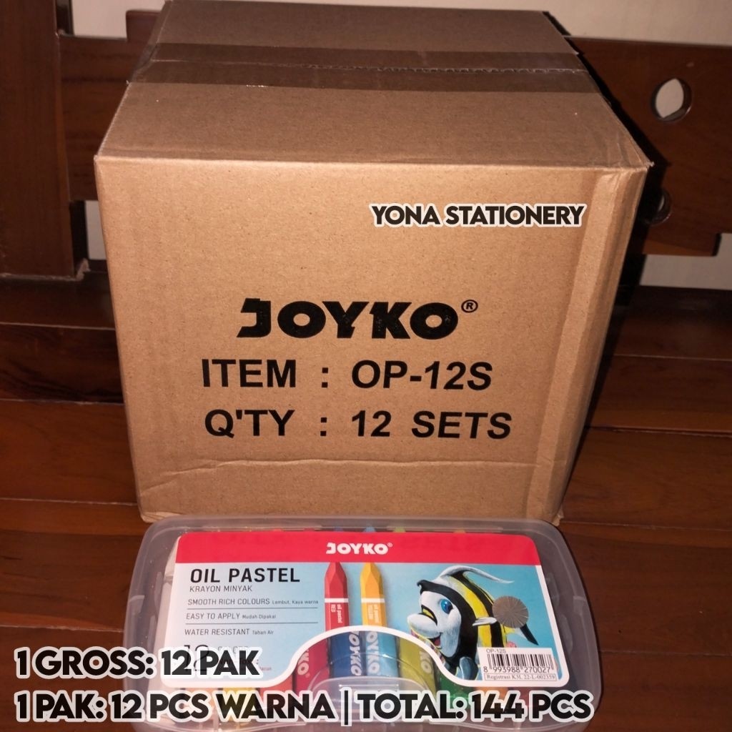 

New Krayon Minyak Joyko Oil Pastel OP-12S | 1 Gross: 12 Pak | 1 Pak: 12 WarnaPremium