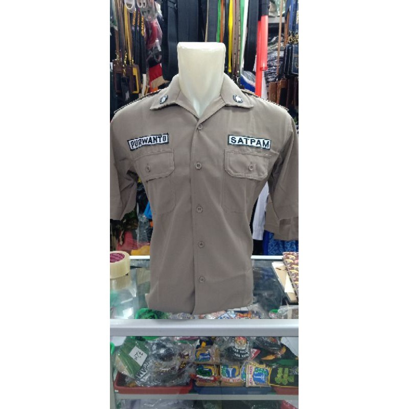 ATASAN BAJU PDH SATPAM COKLAT Kemeja POLISI - Atasan Coklat Security - Satpam - Baju Coklat Polri