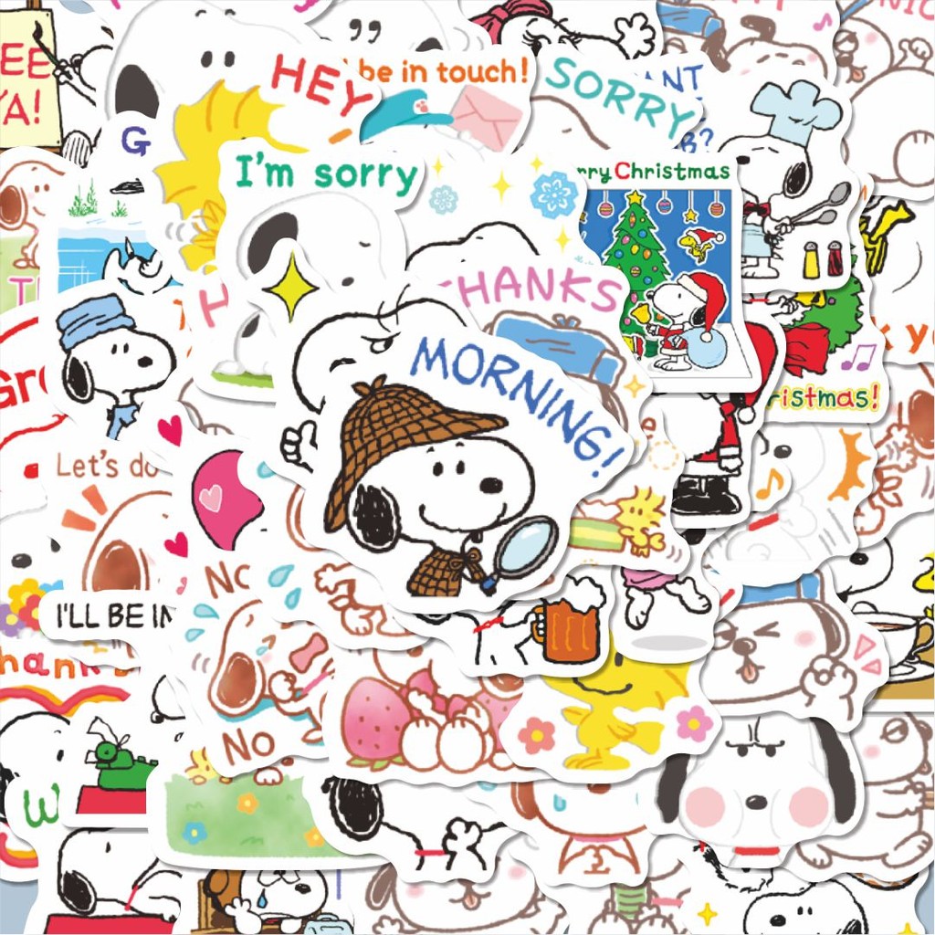 

100PCS Lucu Stiker Kartun Snoopy V15 Stiker Aesthetic Stiker Anti Air Stikers Berperekat Waterproof sticker decal buat Motor Helm Buku Journal Koper Casing HP Laptop Botol Minum Hadiah anak