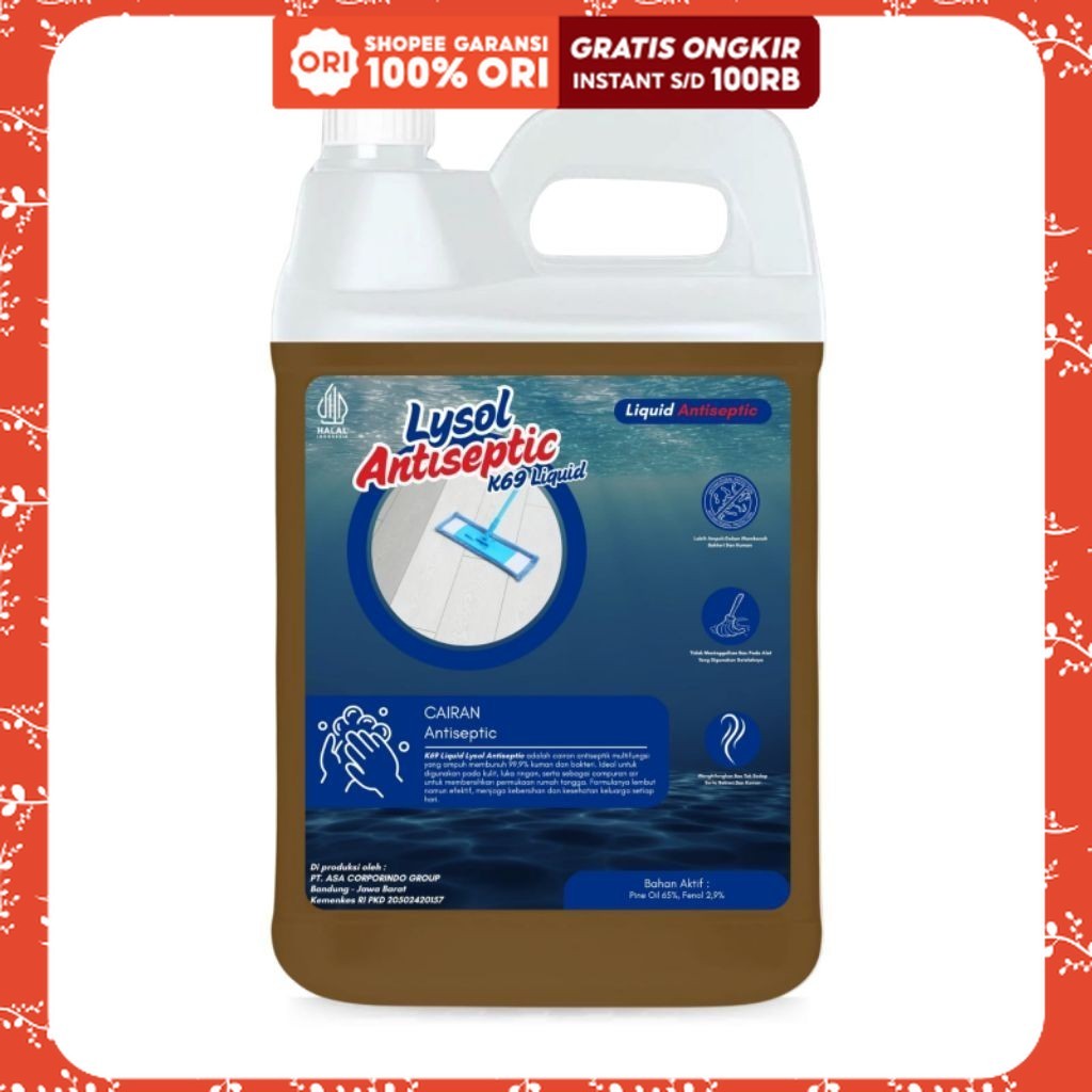 K69 Lysol Anti Bakteri Pembersih Lantai - Membersihkan dan Melindungi Lantai dari Bakteri dan Kuman