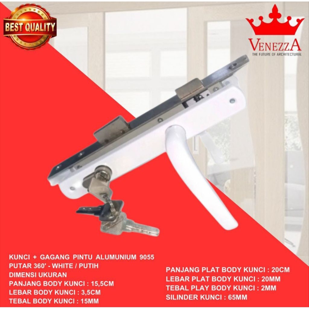 Kunci Pintu Aluminium Handle Set Mortise Lockcase  Model 9055Murah