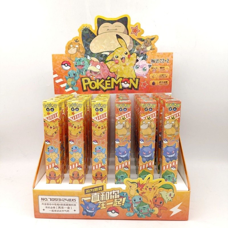 

24pcs/lot Cartoon Pokemon Press Gel Pen Cute 0.5mm Black Ink Neutral Pens Promotional Gift Office School Supplies