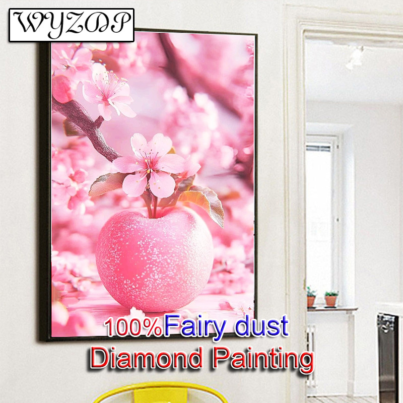 

100% Fairy Dust Diamond Painting Kits Apple Full Square Mosaic Embroidery Cross Stitch Crystal Diamond Art Full Fairy Dust Decor