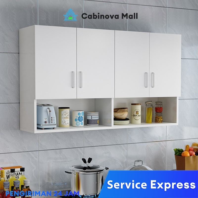 ZENITSTORE Kitchen Set 4 Pintu Minimalis Lemari Dinding Dapur Lemari serbaguna Lemari Gantung Rak bu