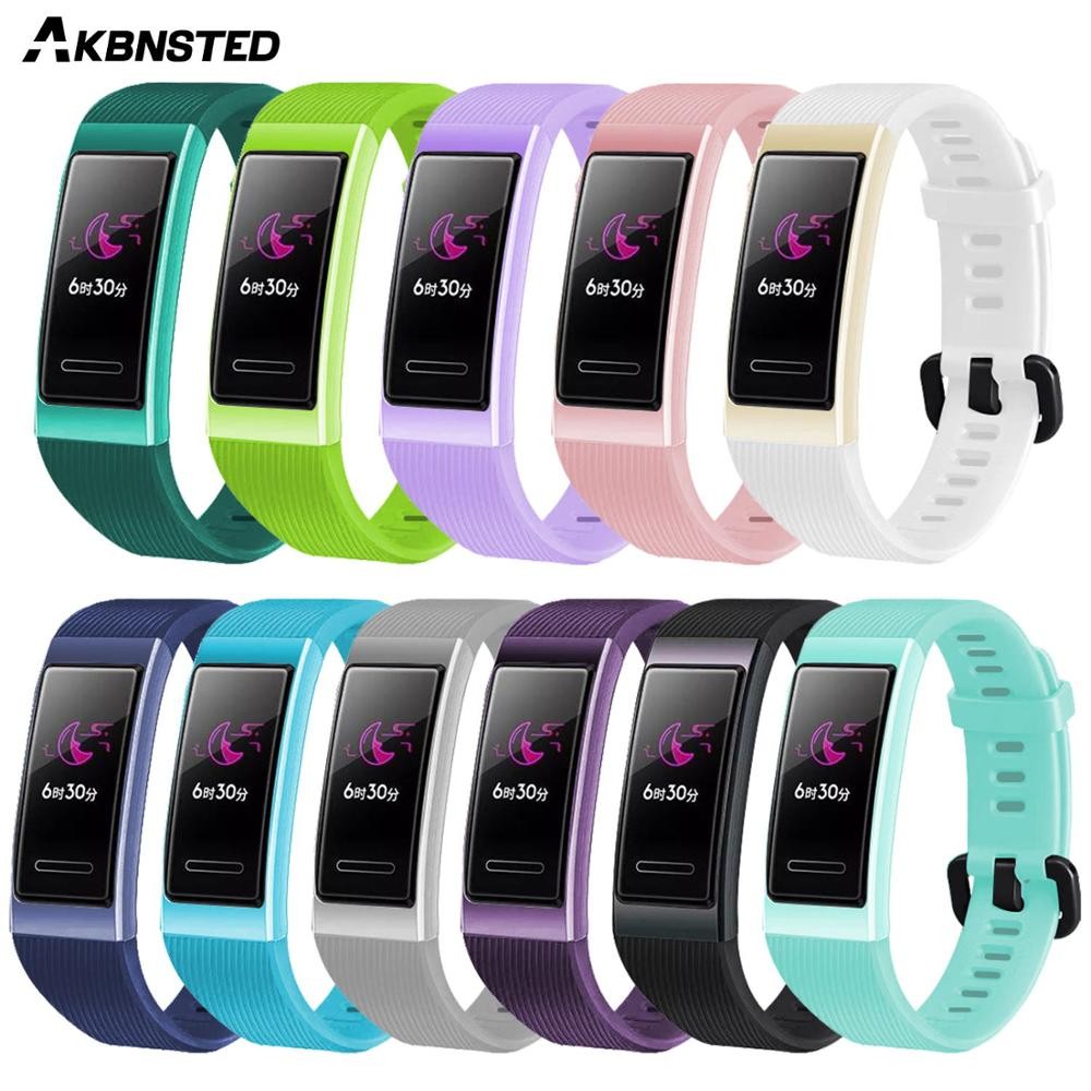 AKBNSTED Colorful Silicone Sport Strap For Huawei Band 3/3 Pro/4 Pro Smart Watch Replacement Wristba