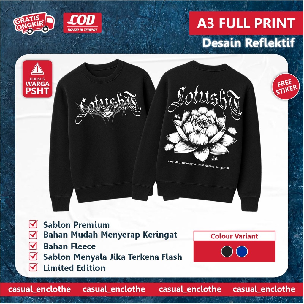 SWEATER PSHT MENYALA LOTUSH SURO DIRO JAYANINGRAT SWEATER DISTRO PSHT - SWEATER PSHT MENYALA TERBARU