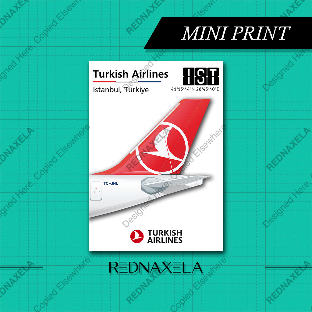 

Mini Print A6 - Tail Turkish Airlines Wall Desk Decorative Mini Poster