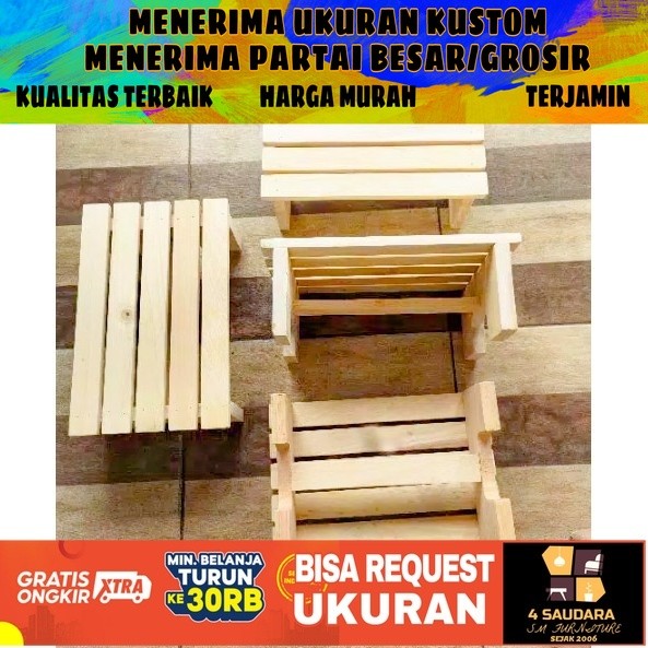 bangku jongkok kayu/bangku kecil/dingklik kayu solid natural / Wood