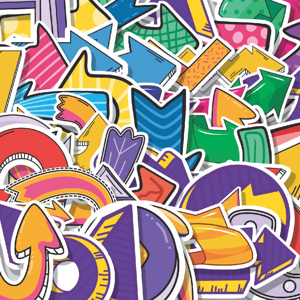 

Stiker Cutting Pack Stiker Petunjuk Arah Isi 100Pcs Series Aesthetic Lucu Keren Untuk Koper Bahan Vynil