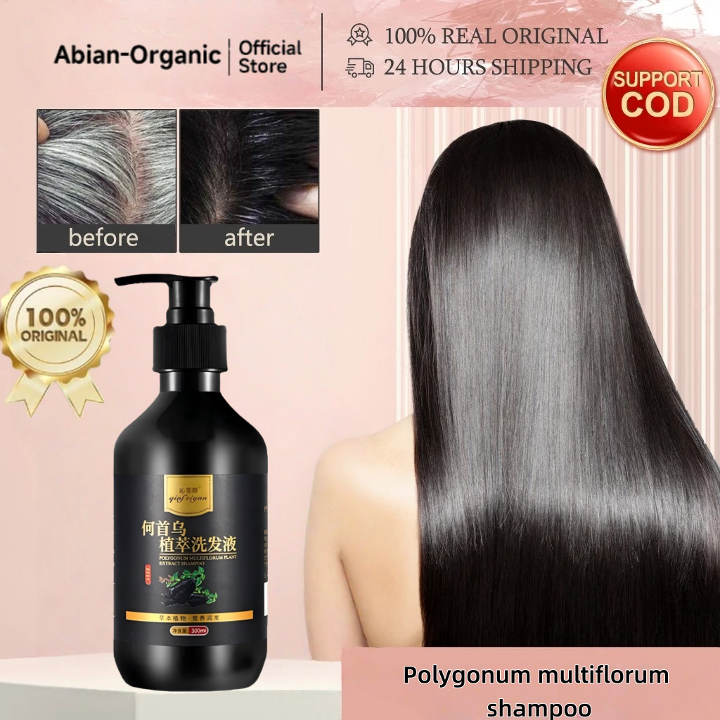 Abian-Organic Sampo Penghilang Uban Shampoo Black Herbal Natural Polygonum Multiflorum Hair Blackeni