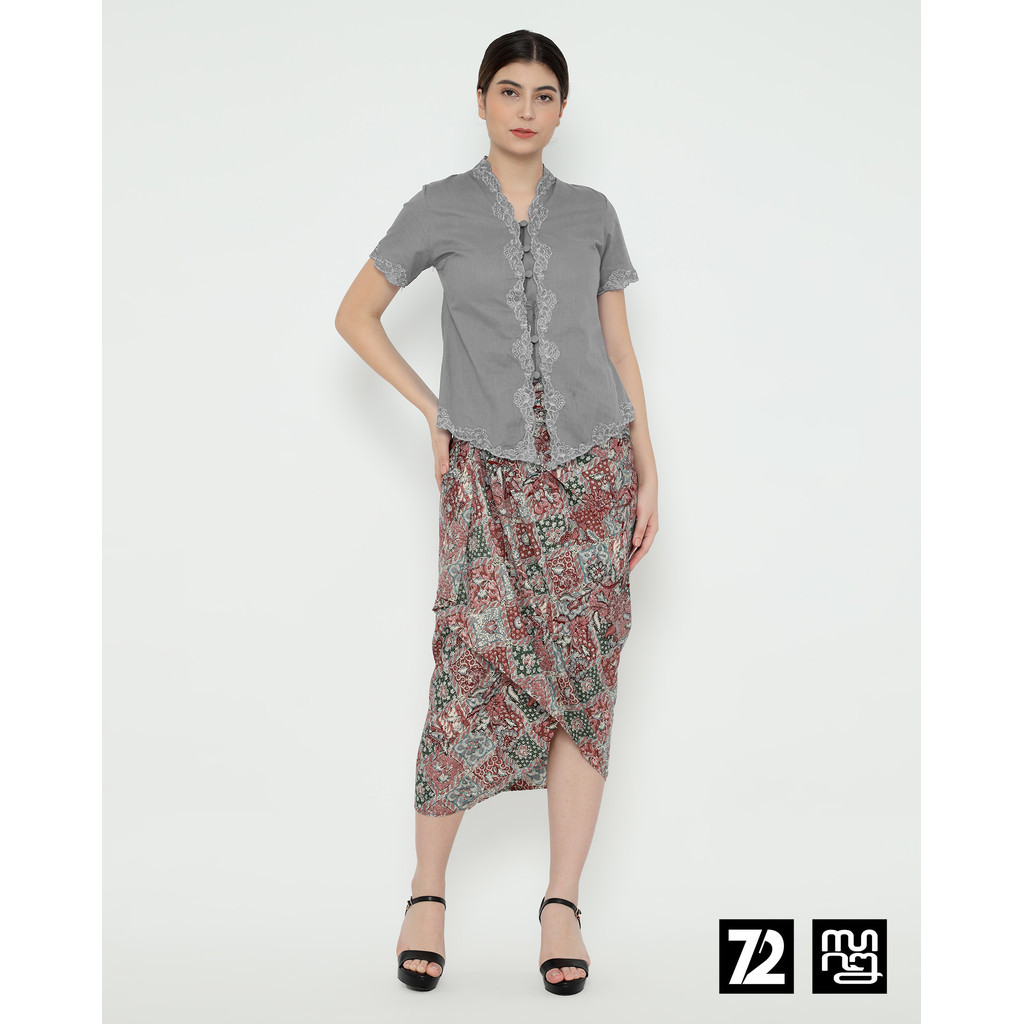 ROK BATIK SPAN Jena Skirt Lilit Kebaya Instan Modern Wanita Motif Aruna Warna Merah Muda Hijau 72586