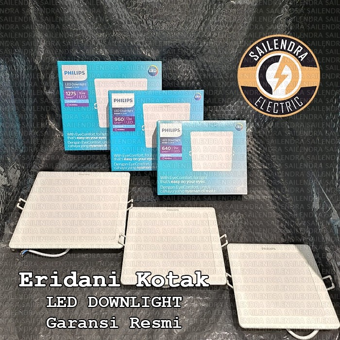 thepillowedpalace Lampu Plafon PHILIPS Downlight LED Eridani DL190B KOTAK SQUARE 220V - 9W 4" / 13W 