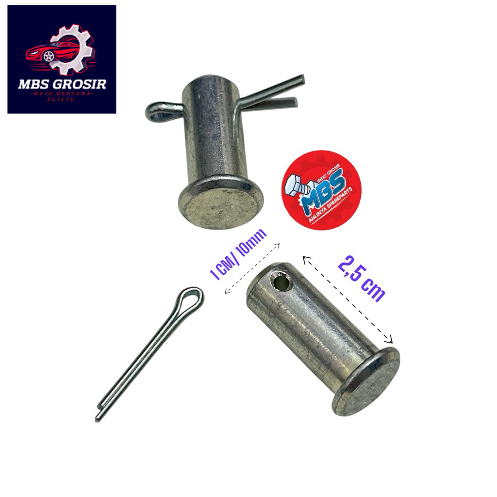 MBS AS PEN SPIT PENDEK M10 PANJANG 2,5 CM ATAU 25MM PEN GEARBOX GIGI PENGHUBUNG BSA MACLES AJS UNIVE