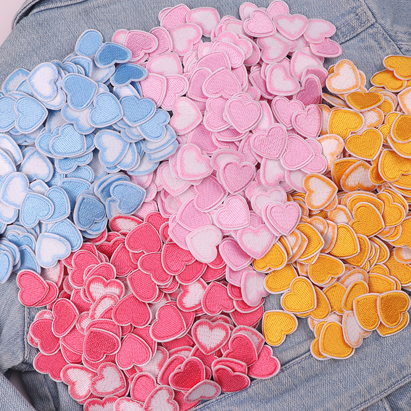 

10pcs Love Heart Little Star Applique Stripes Embroidered Patches On Clothes DIY Cute Cartoon Iron On Patches For Clothing